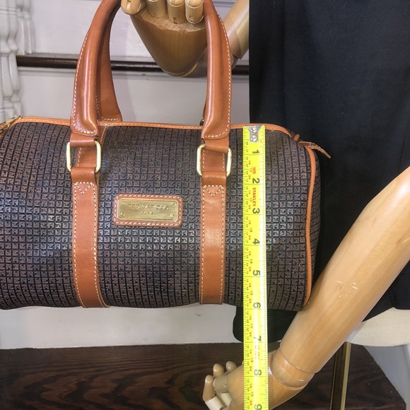 TED LAPIDUS Paris Logo Embossed Vinyl Leather Top Handle Accent Boston Tote - Picture 13 of 17